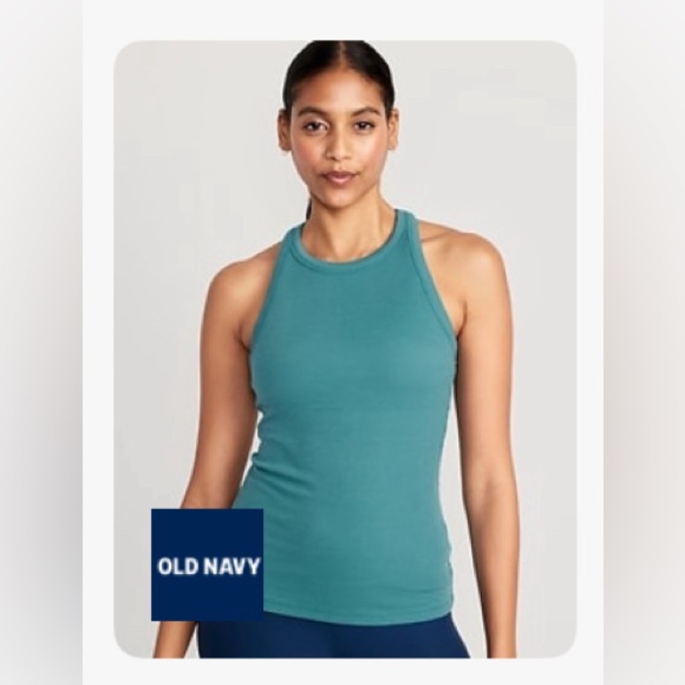 Old Navy Ultra Lite Ribbed Racerback Tank Teal Dark Green Plus Size XXL